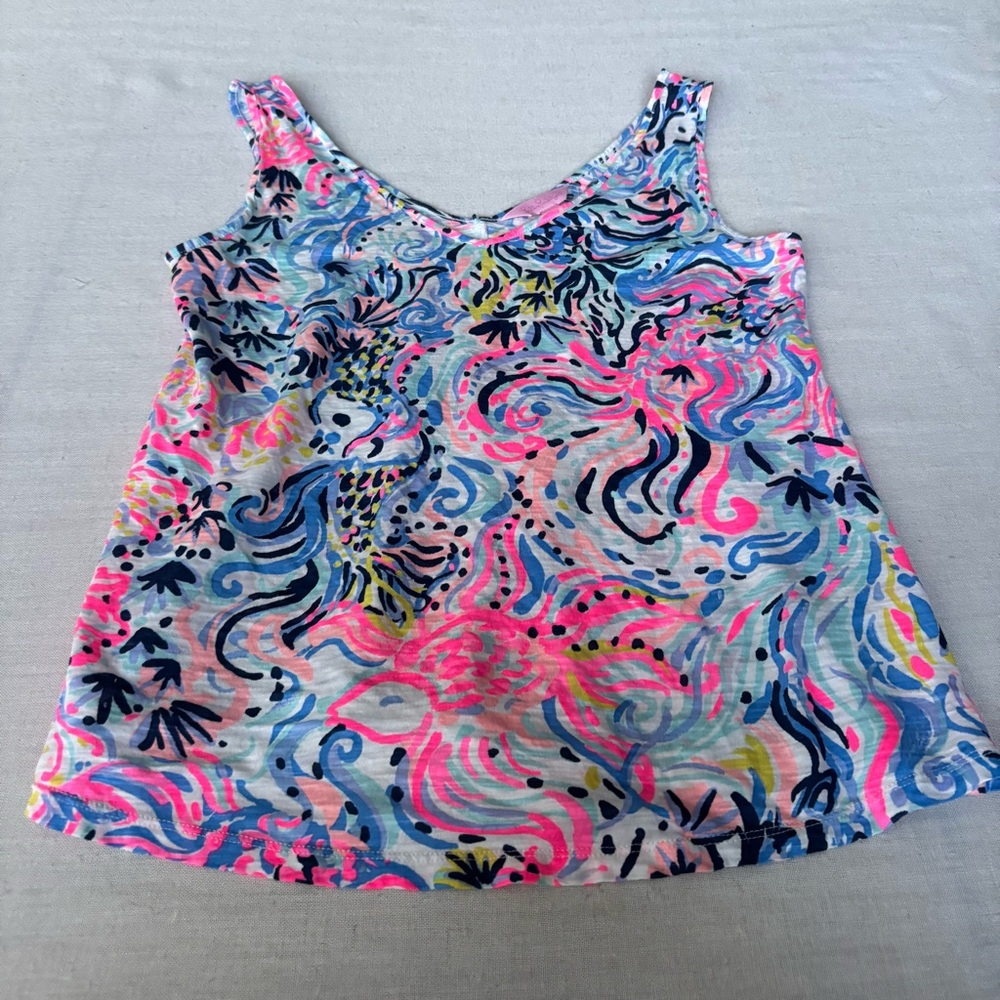 Lilly Pulitzer Gigi Tank Top Pink Blue XS | Resort Casual